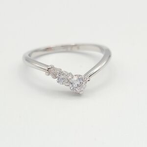 Silver Three Stone Ring Size 5 Dainty CZ Promise Ring